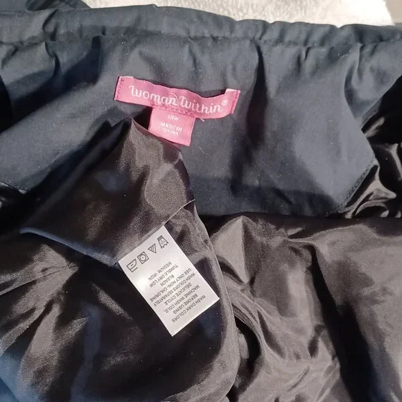 Woman Within Relaxed Fit Minimalist Car Coat Buttons Black WMs Plus Size 18W - Picture 5 of 10